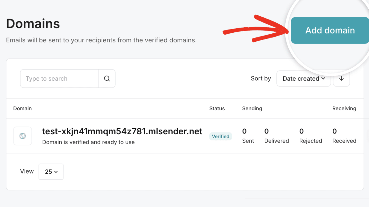 Click the Add domain button
