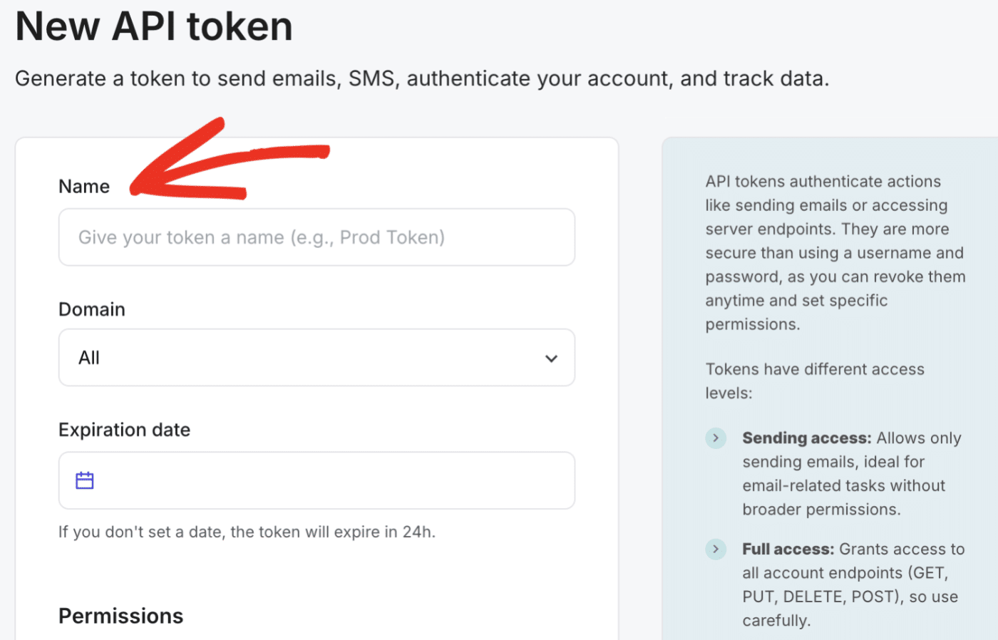 Specify token name