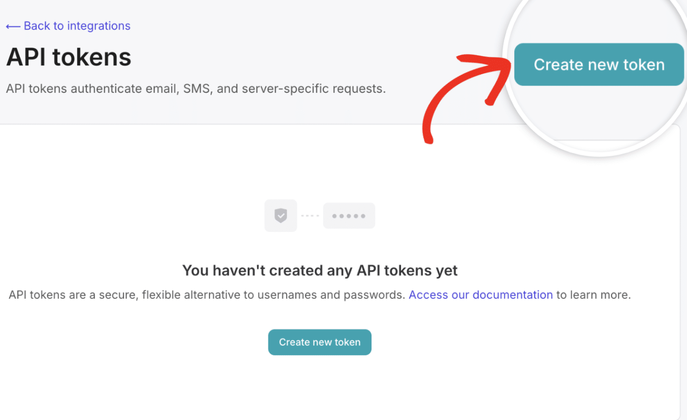 Click the Create new token button