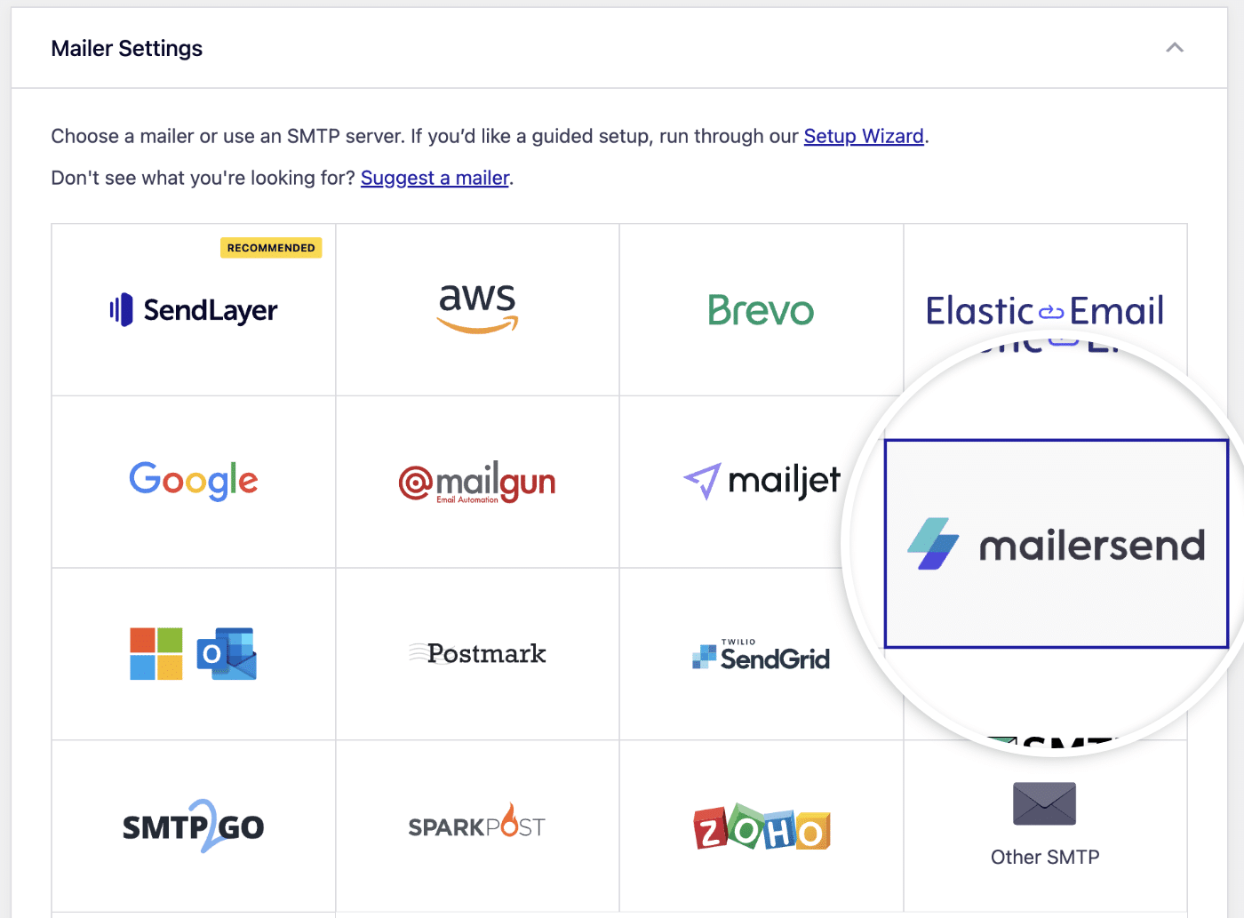 Select MailerSend mailer