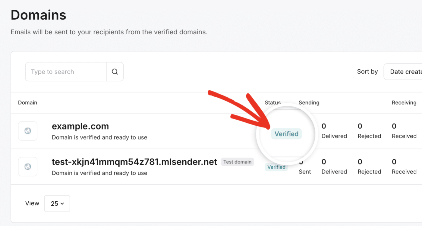 Domain verification successful