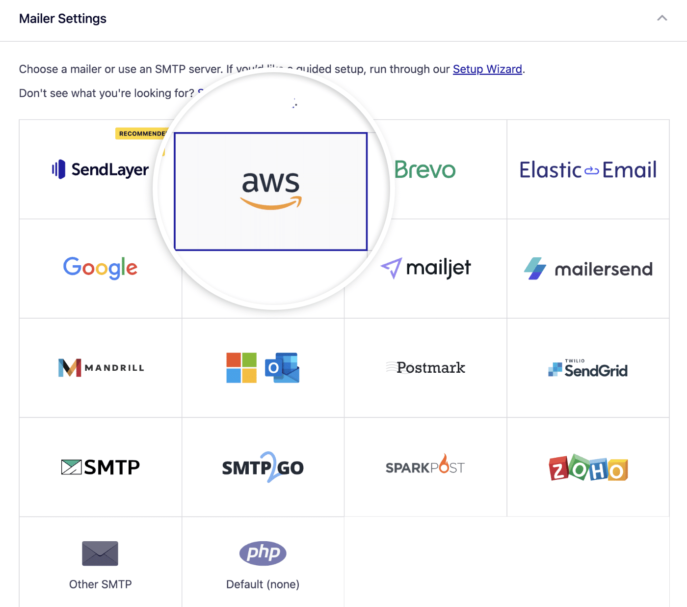 Select aws mailer