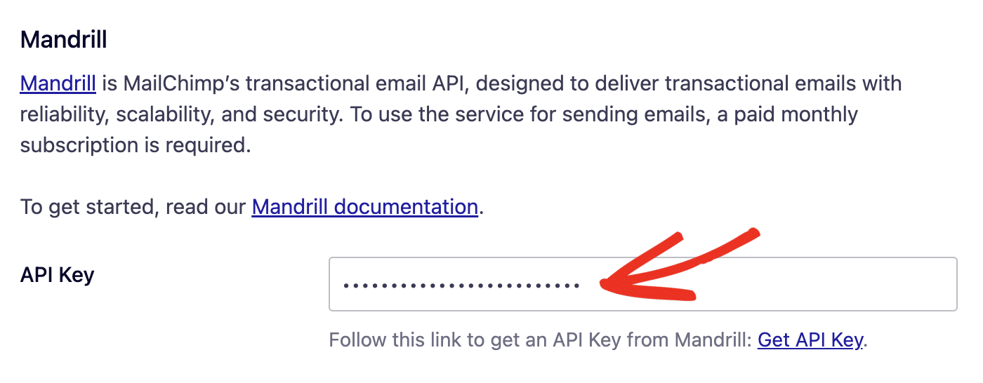 Enter Mandrill API key in Easy WP SMTP