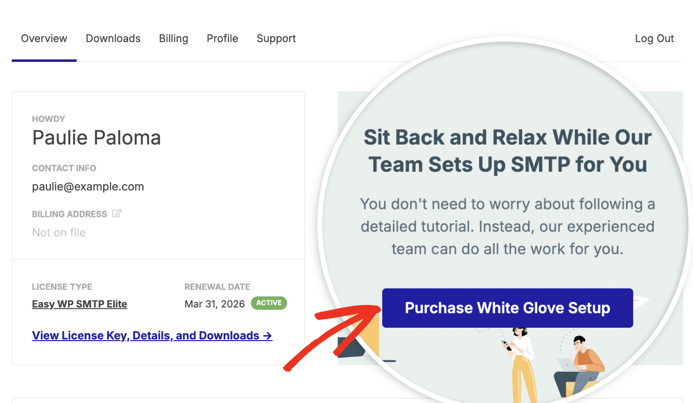 Purchase White Glove Setup service Clicking Purchase White Glove Setup button
