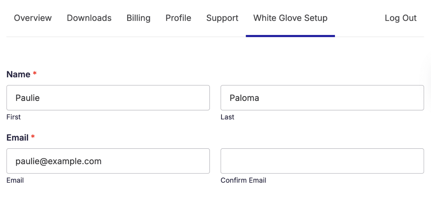 The White Glove Setup application The White Glove Setup application