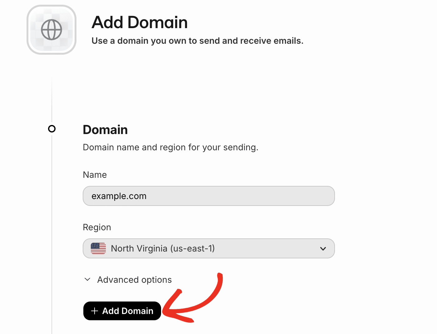 Click the Add Domain button