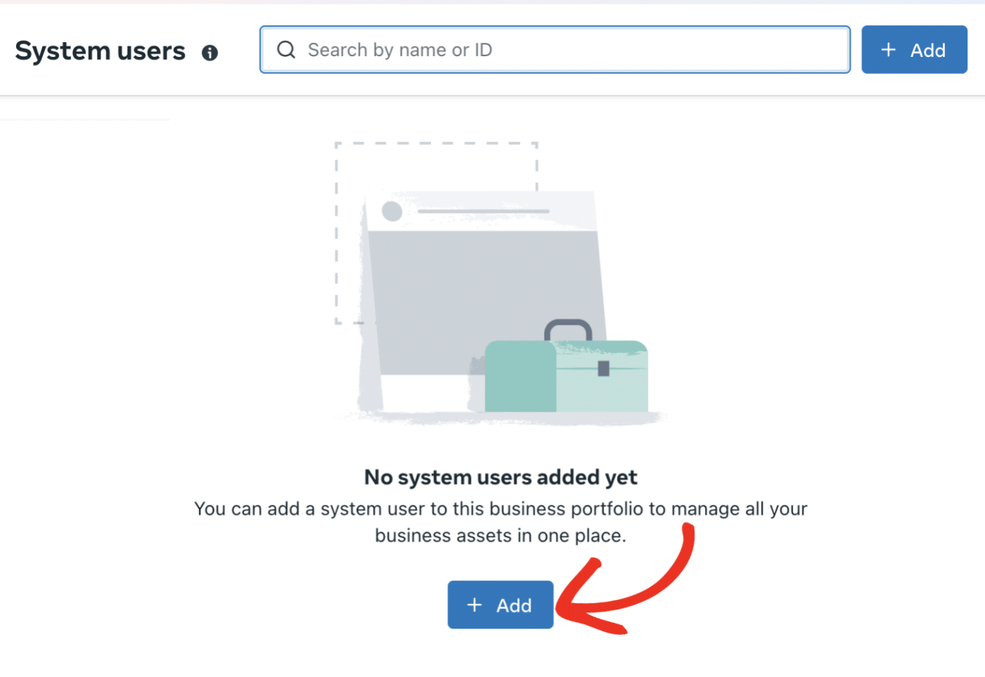 Add system user button