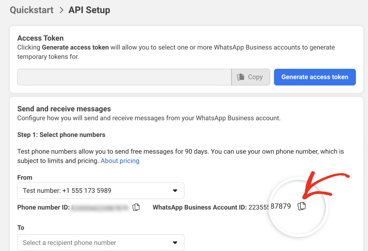 Copy WhatsApp Business ID