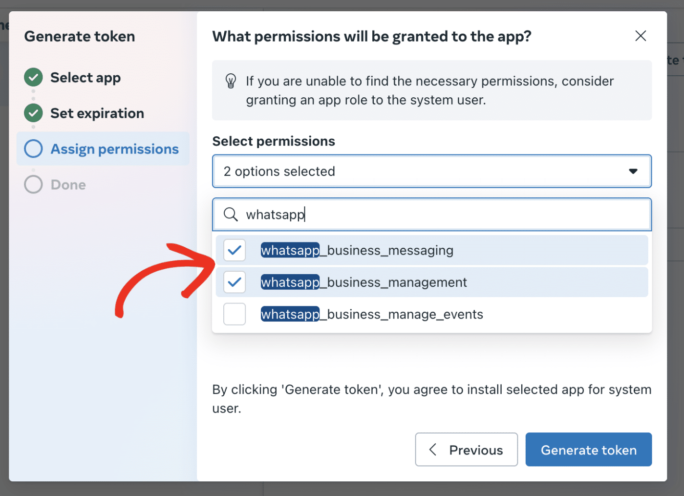 Enable WhatsApp Business API options