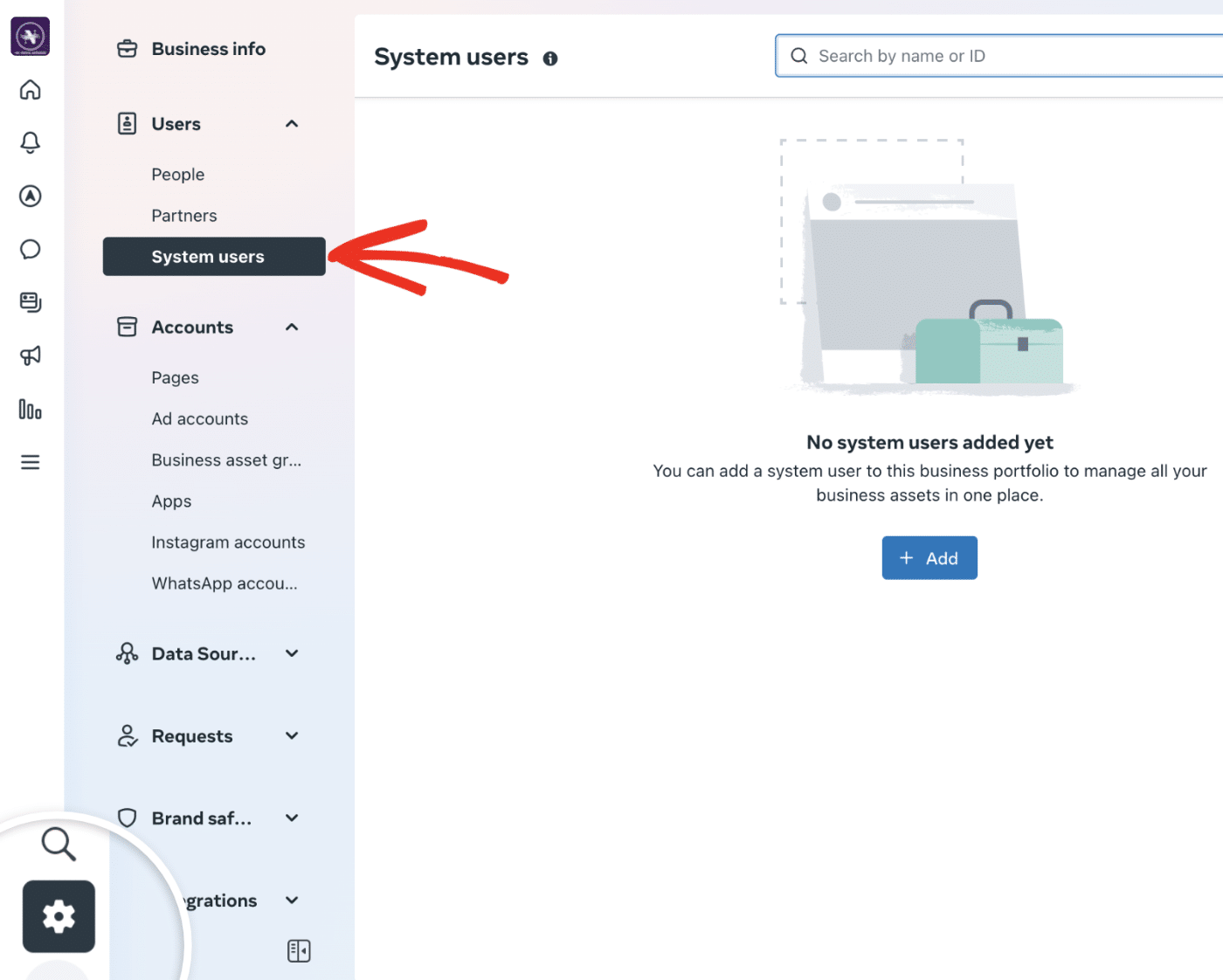 Meta System user settings page