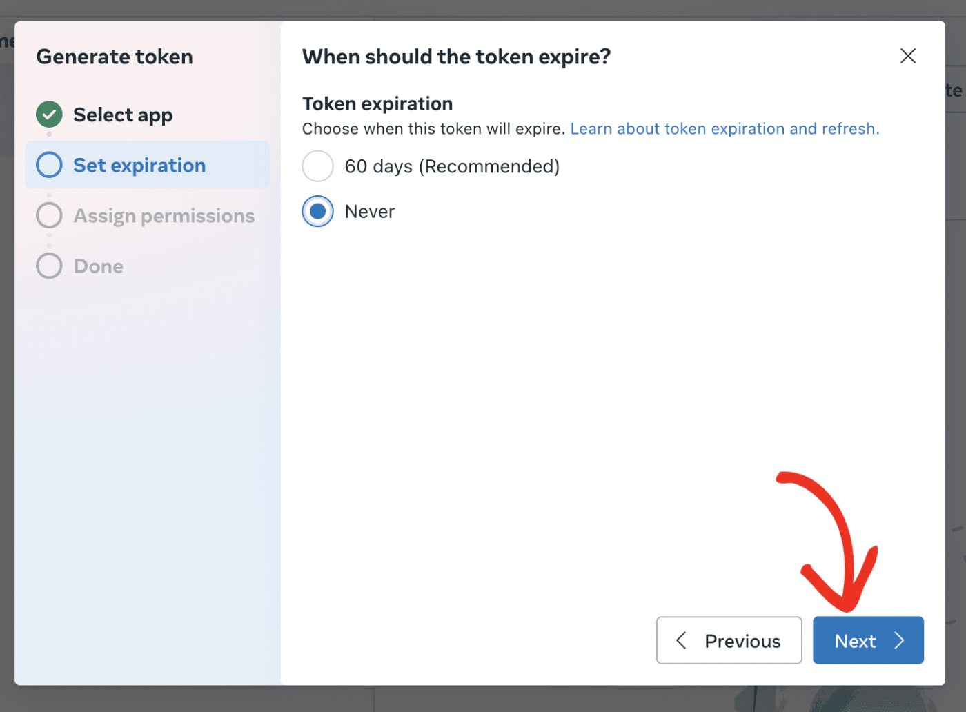 Set token expiration
