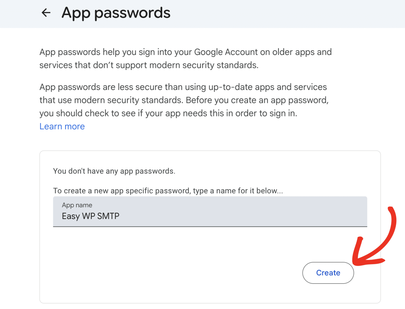 Adding name for App password