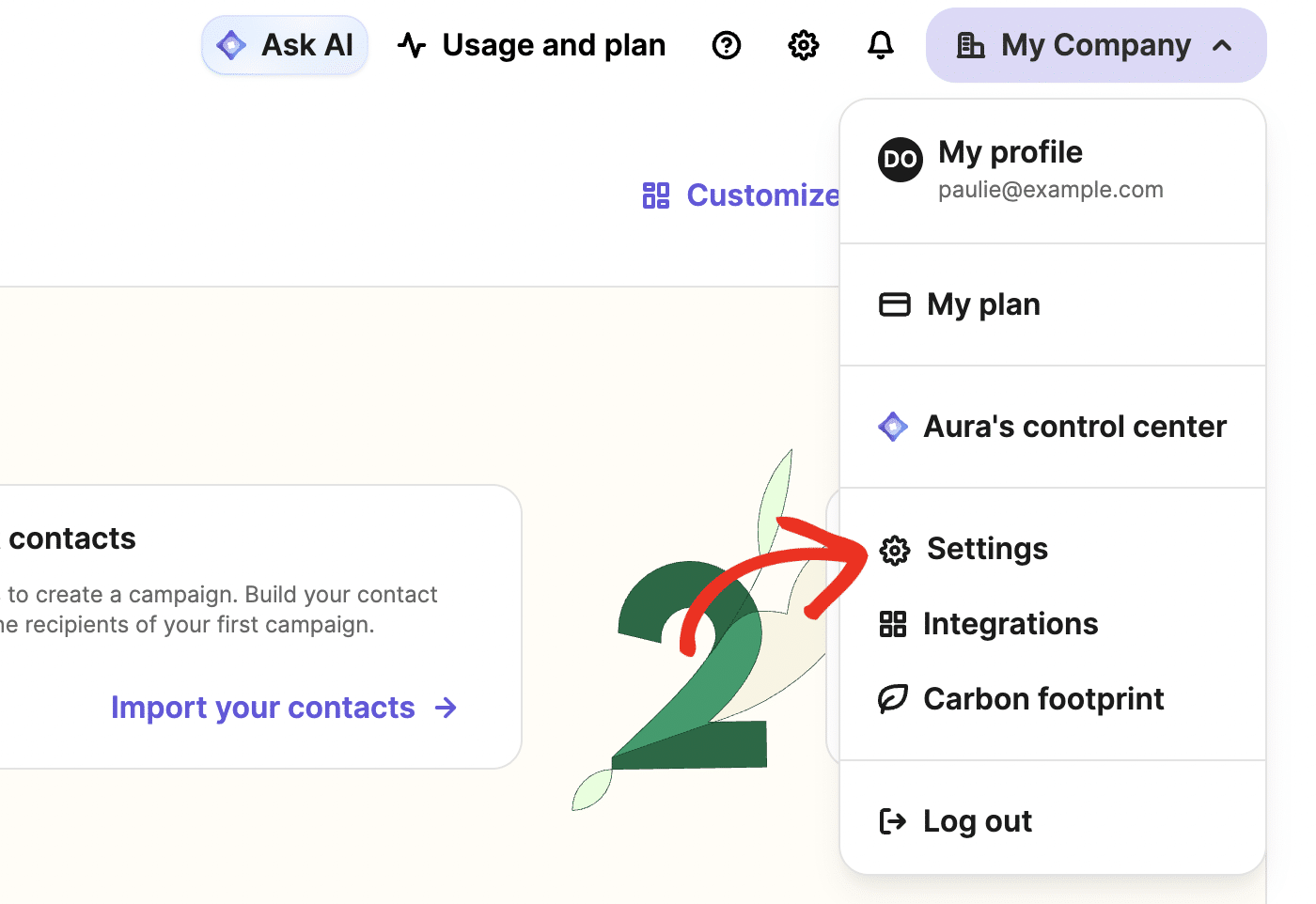 Select the settings dropdown menu