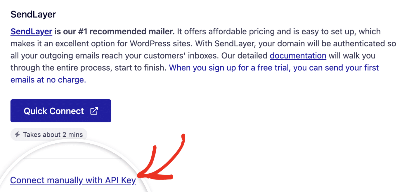 Connect manually with API key