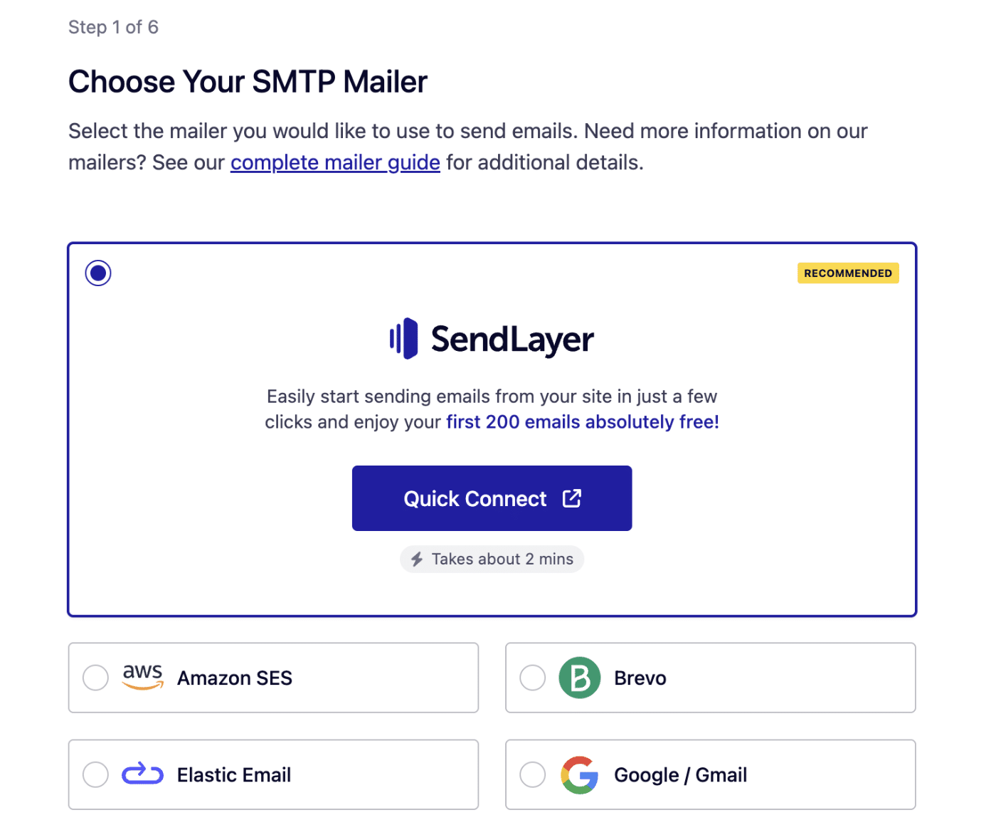 Choose your SMTP mailer